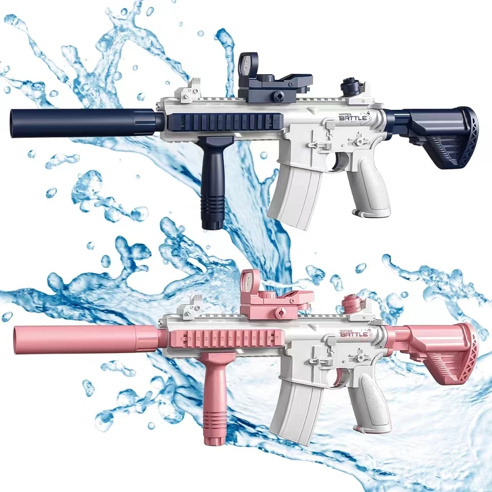 Kids Outdoor Water Play - ปืนฉีดน้ำไฟฟ้า M416 สำหรับผู้ใหญ่, พลังแรง, พ่นน้ำอัตโนมัติ, ของเล่นชายหาดกลางแจ้งสำหรับเด็กในฤดูร้อน,