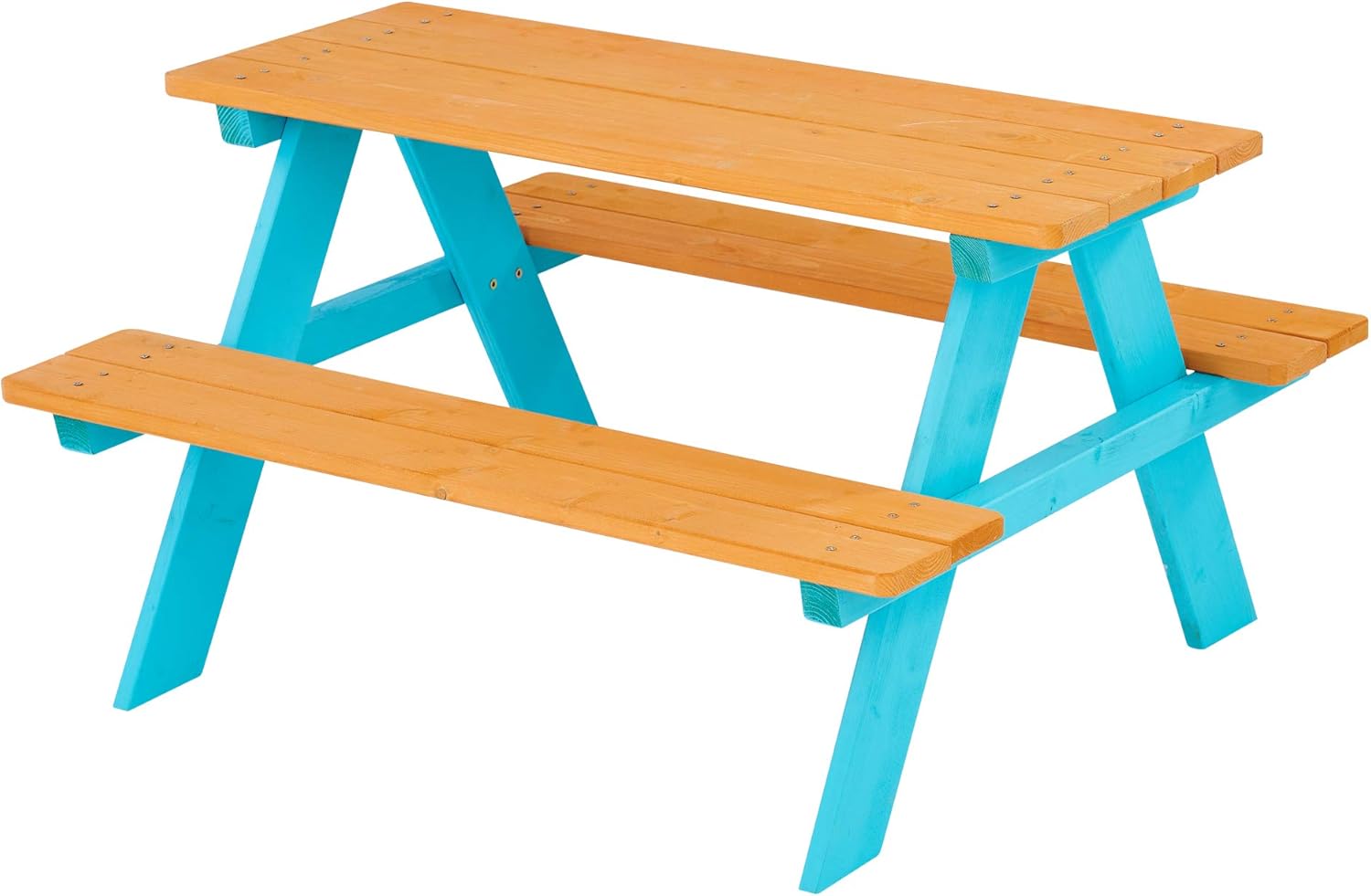 Kids Outdoor Chair And Table - ชุดโต๊ะปิกนิกและเก้าอี้ไม้สำหรับเด็ก Z-CREAT สีน้ำตาล-เขียว สำหรับเล่นและเรียนรู้