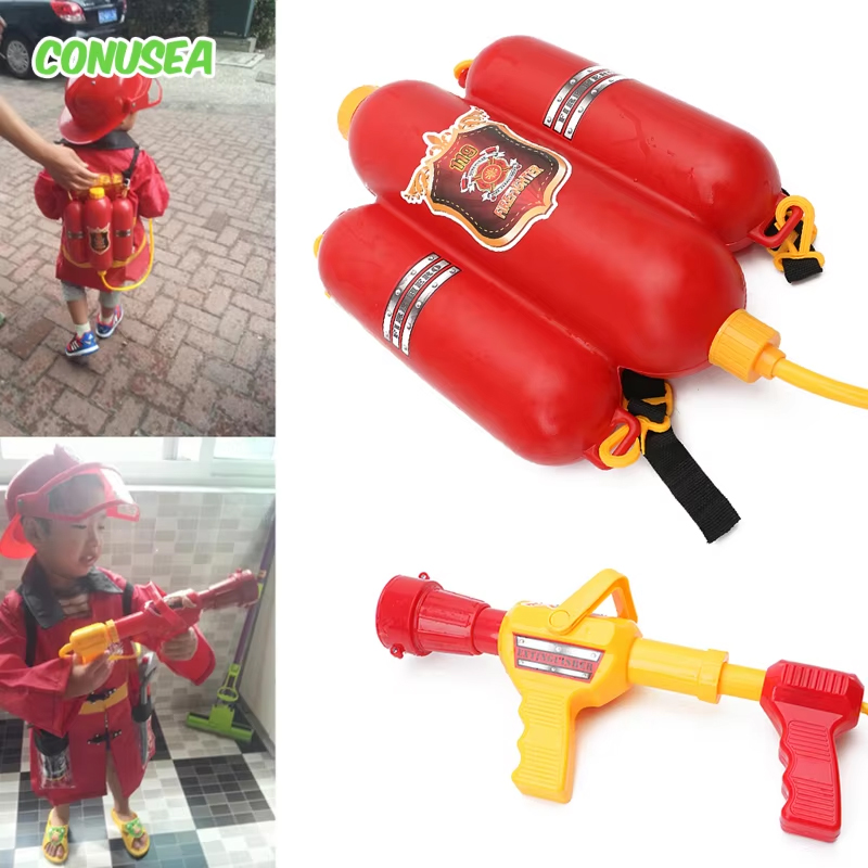 Kids Outdoor Water Play - Fire กระเป๋าเป้สะพายหลังปืนฉีดน้ําขนาดใหญ่ความจุ Fireman น้ําปืนดึงยิงฤดูร้อนสระว่ายน้ําชายหาดน้ําเกมกลางแจ้งของเล่นเด็กของขวัญ