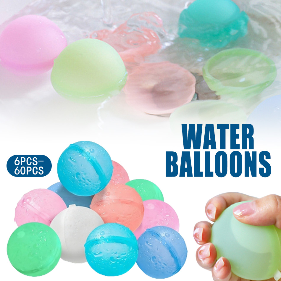 Kids Outdoor Water Play - ลูกโป่งน้ำแบบใช้ซ้ำได้ 6-60 ลูก ลูกโป่งน้ำเติมได้ เติมน้ำเร็ว ปิดผนึกเองได้