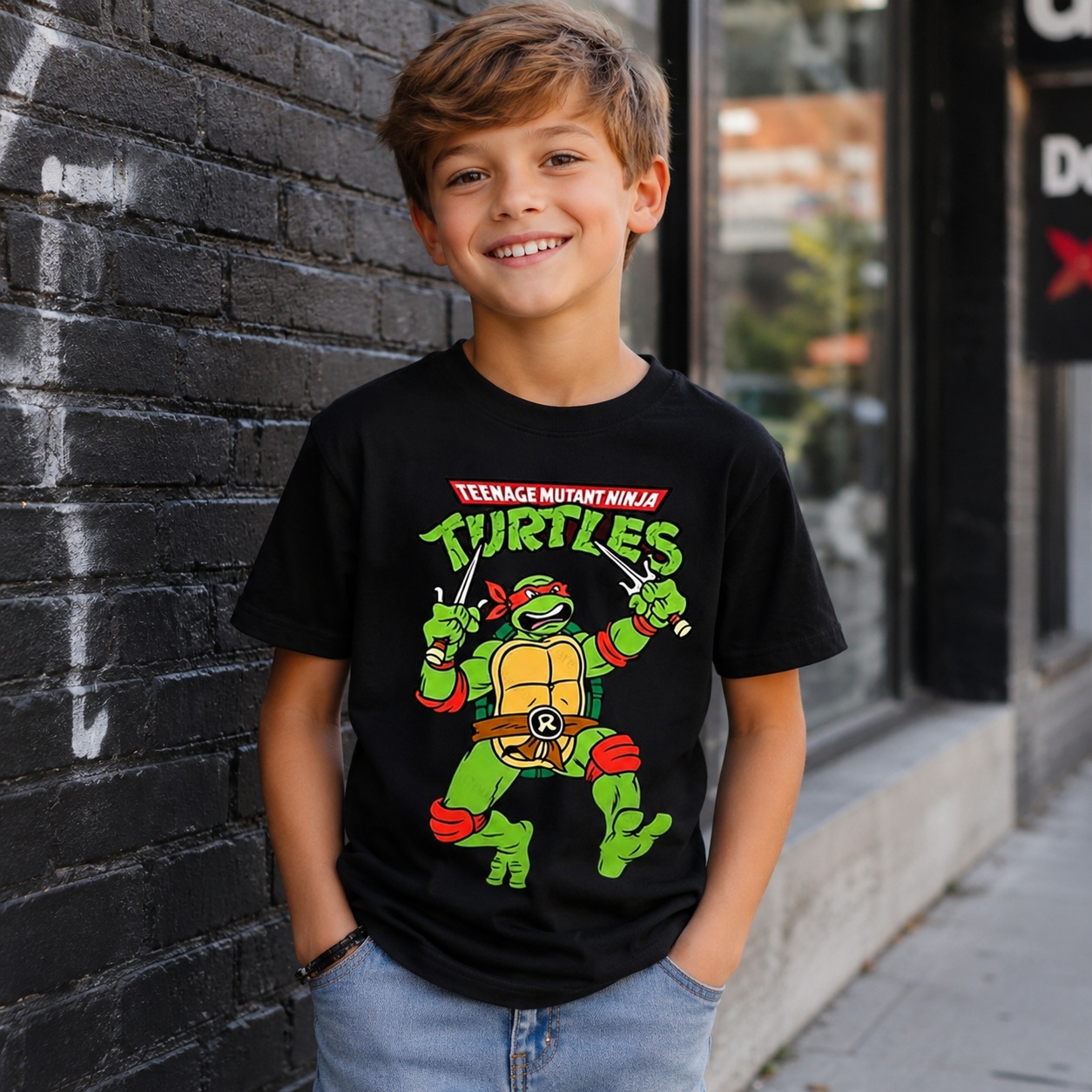 Kids Outdoor Ninja - เต่านินจาวัยรุ่น ราฟาเอล พิมพ์ลาย เสื้อยืดแขนสั้นฤดูร้อน สำหรับผู้ใหญ่และเด็ก ชุดลำลอง