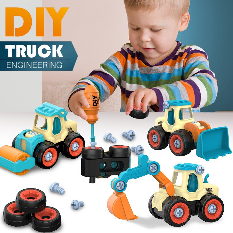 Kids Outdoor Excavator - Nut Disassembly Loading Unloading วิศวกรรมรถบรรทุกรถขุด Bulldozer