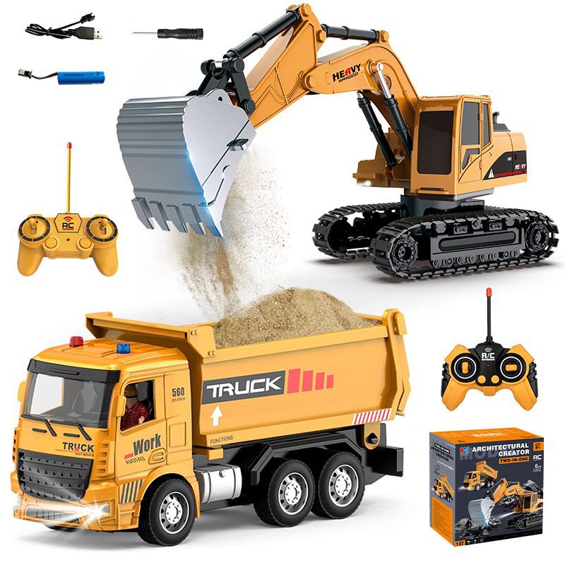 Kids Outdoor Excavator - รถของเล่นขุดดินบังคับวิทยุ ทำจากโลหะผสม พร้อมไฟและเสียง รถขุดไฟฟ้า รถวิศวกรรม ของขวัญสำหรับเด็ก