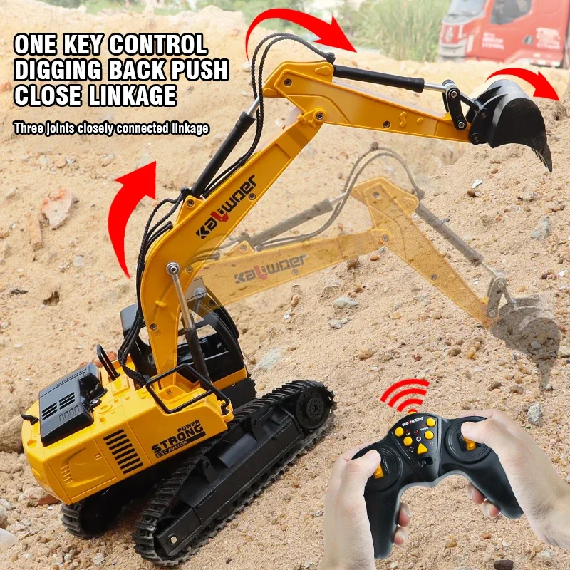 Kids Outdoor Excavator - Huina Rc Excavator 1/24 9Ch รีโมทคอนโทรลรถยนต์รถบรรทุกรุ่นของเล่นพลาสติกจําลองรถก่อสร้างสําหรับเด็ก
