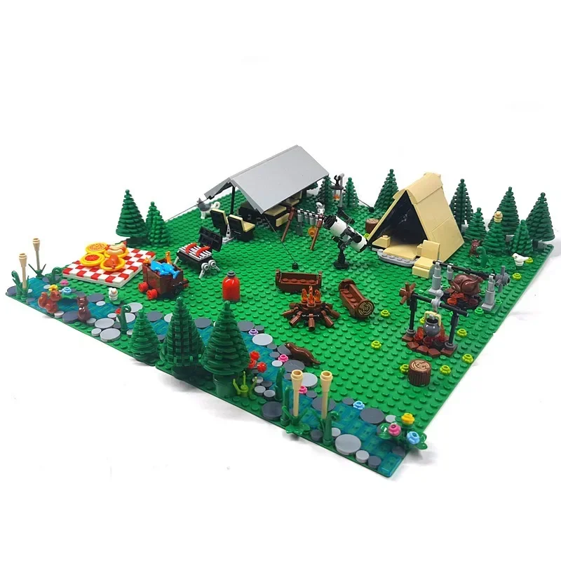 Kids Outdoor Chair And Table - MOC ตั้งแคมป์กลางแจ้งและเต็นท์ปิกนิกรุ่น Building Block ฉาก Bonfire