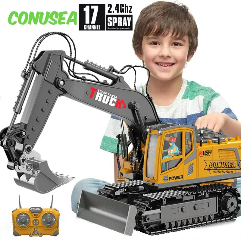Kids Outdoor Excavator - 12/15/17CH Rc Excavator รถบรรทุกของเล่นเด็ก 2.4G วิทยุควบคุมรถวิศวกรรมไฟฟ้าเครื่องคริสต์มาสของขวัญเด็ก