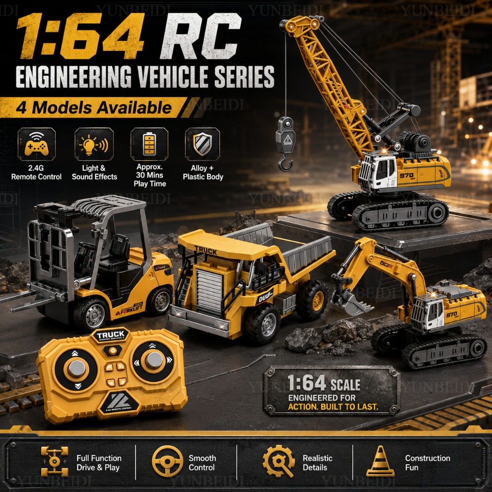 Kids Outdoor Excavator - รถบังคับวิทยุขนาดเล็ก อัลลอยด์ 1:64 รถยก รถเครน รถขุด