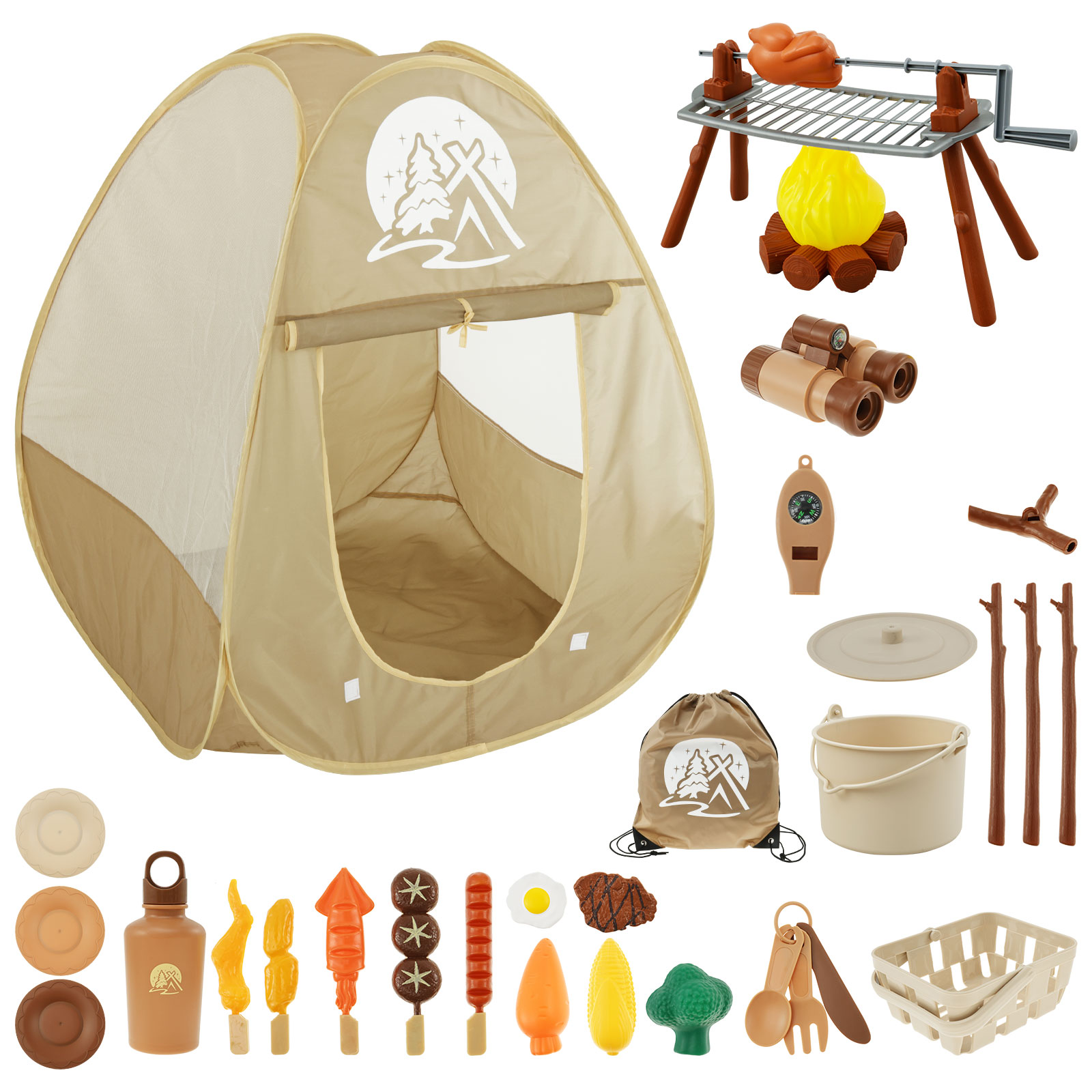 Kids Outdoor Adventure Kit - เด็กตั้งแคมป์ชุดของเล่นเต็นท์ป๊อปอัพเด็กเล่นเต็นท์ชุดแบบพกพาในร่มกลางแจ้งเด็กตั้งแคมป์ผจญภัย Playset สําหรับเด็กเล่น
