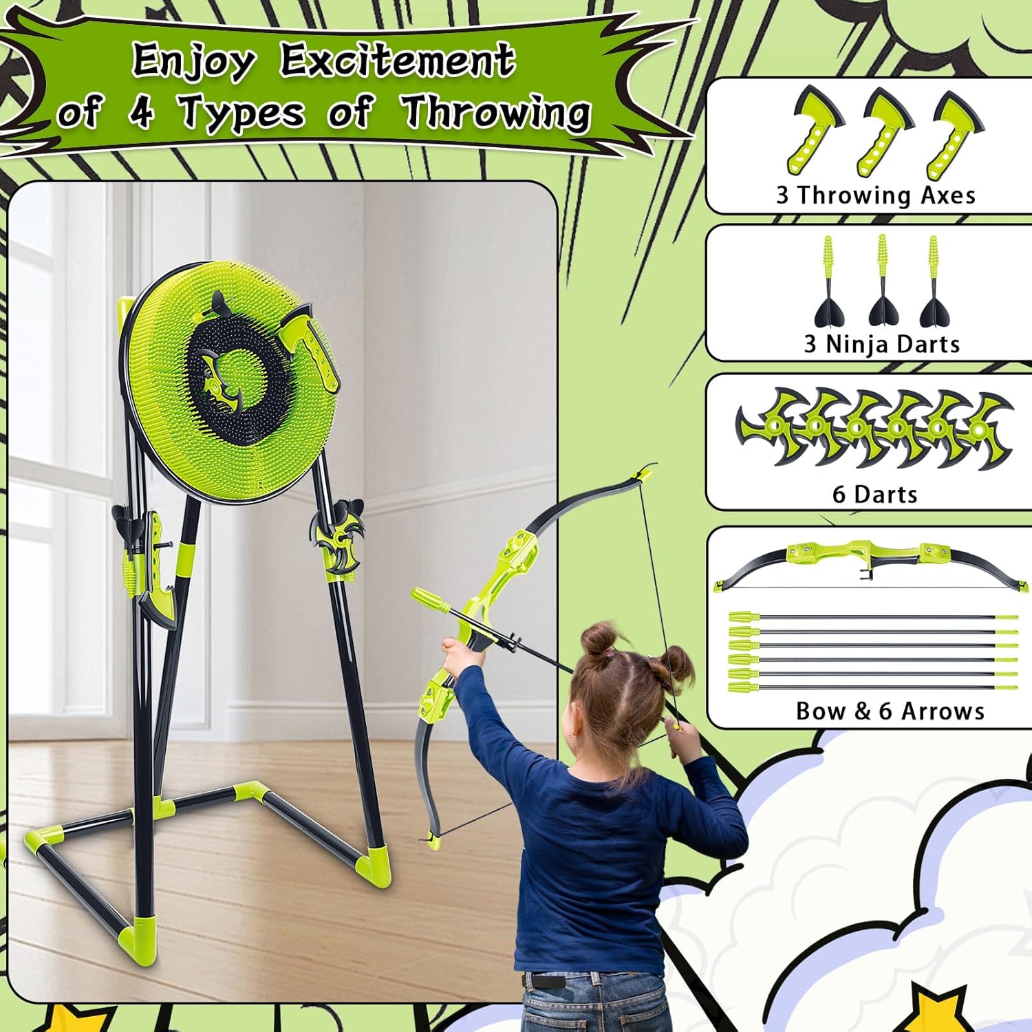 ชุดเป้าหมายการขว้างขวาน 4 ใน 1 - Kids Outdoor Ninja บทวิจารณ์และราคา
