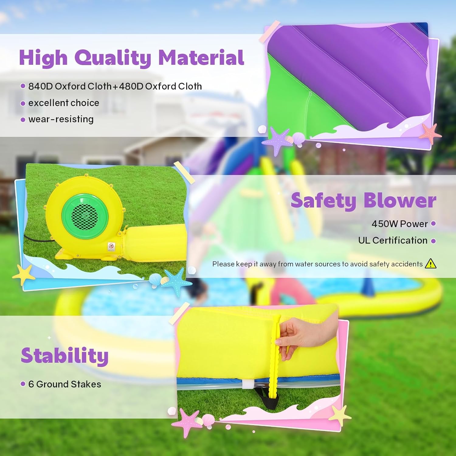 บ้านลมเป่าลมขนาด 13x14 ฟุต พร้ - Kids Outdoor Water Play บทวิจารณ์และราคา